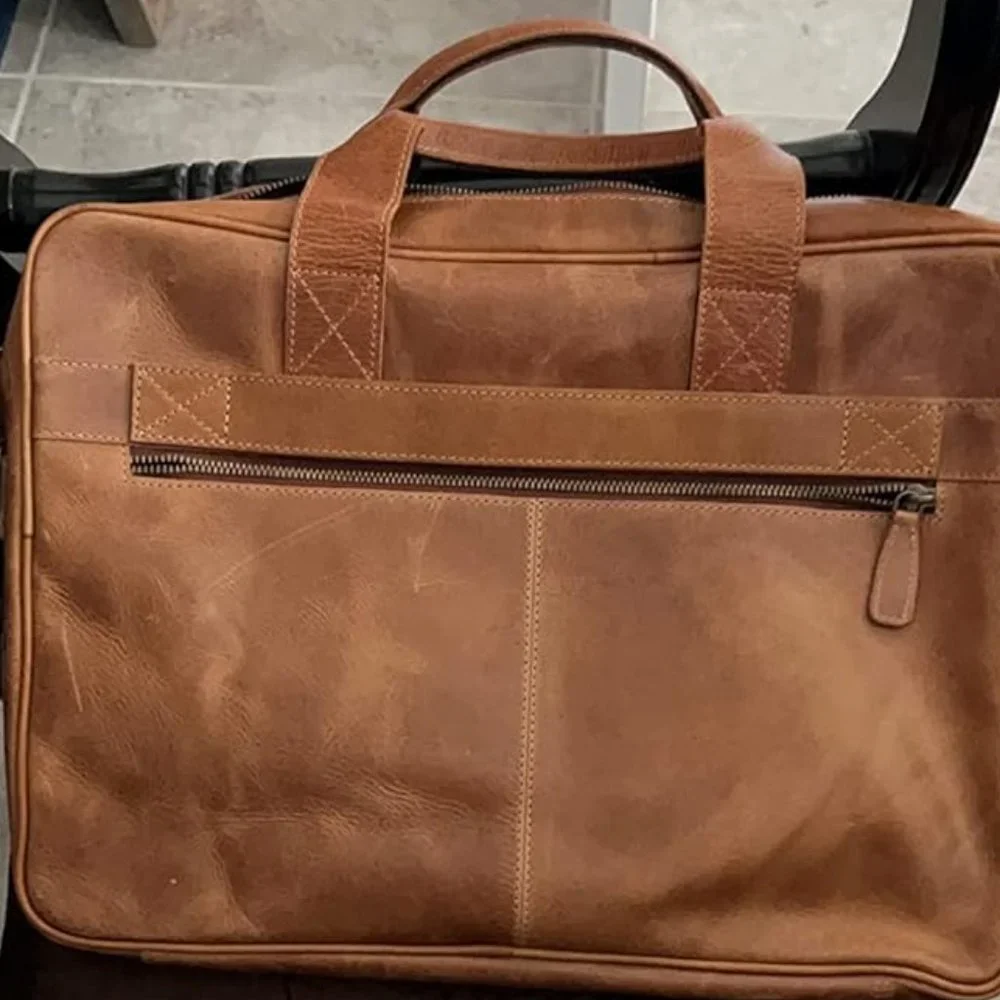 Men's Brown Leather Breifcase for Office
